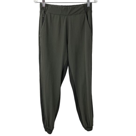 Athleta 2 Textured Brooklyn Jogger Pants Mountain Olive - Picture 2 of 8